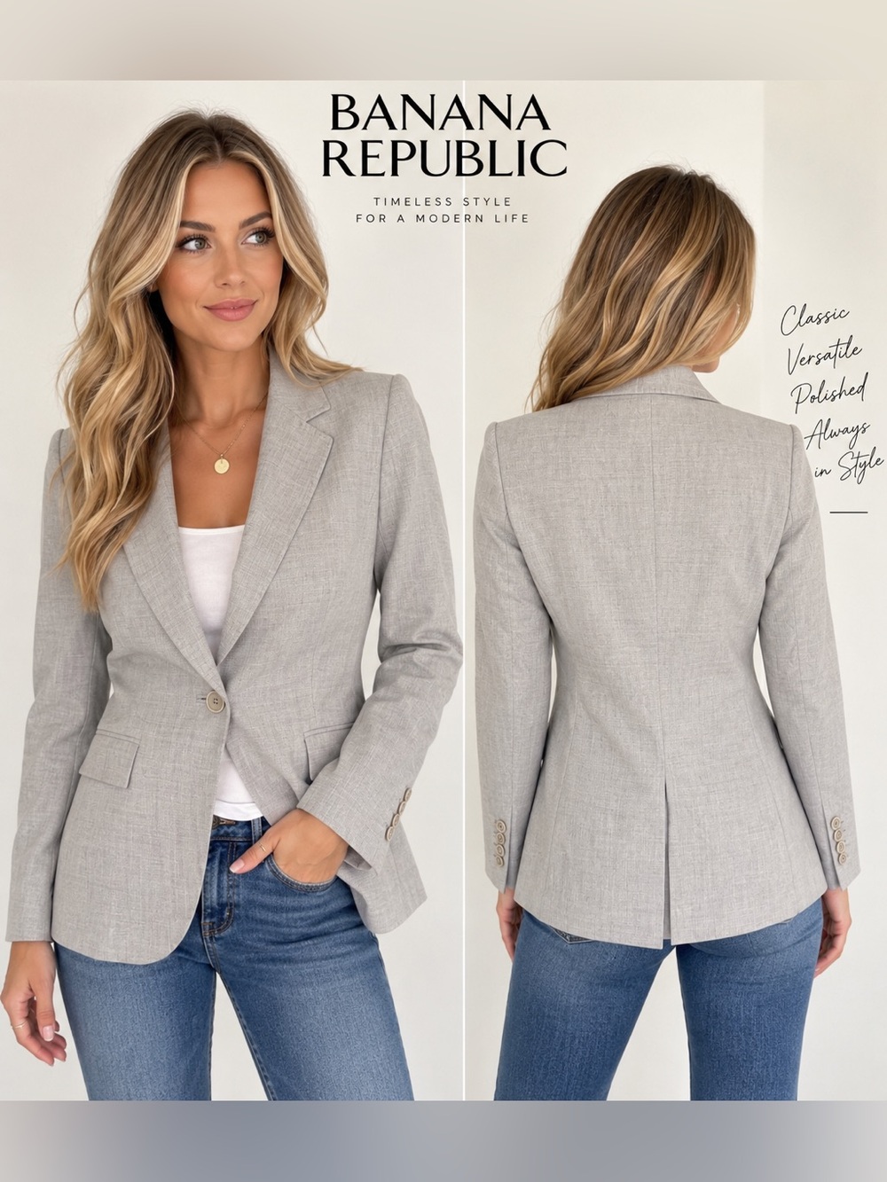 Banana Republic Women's Light Gray Tailored Blazer